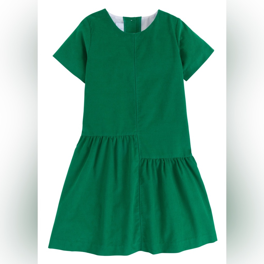 Little English Asymmetrical Jillian Dress - Nantucket Corduroy in Evergreen
